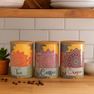 3 pack Ceramic Canisters - Coffee, Sugar & Tea